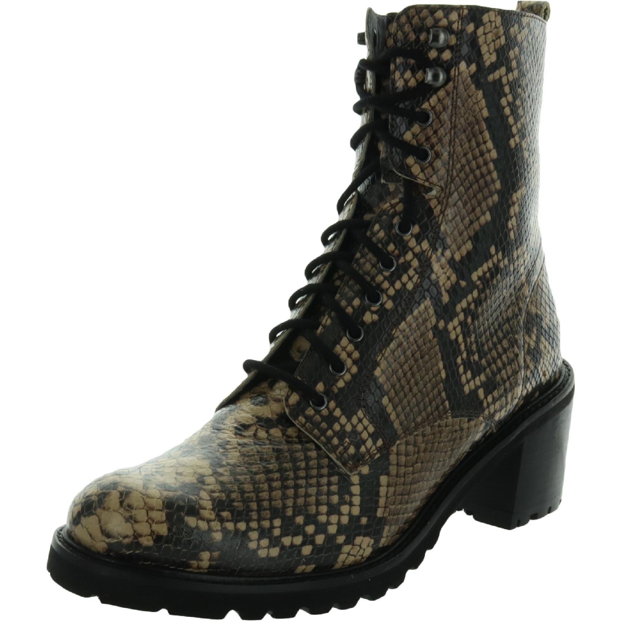 snake print combat boots