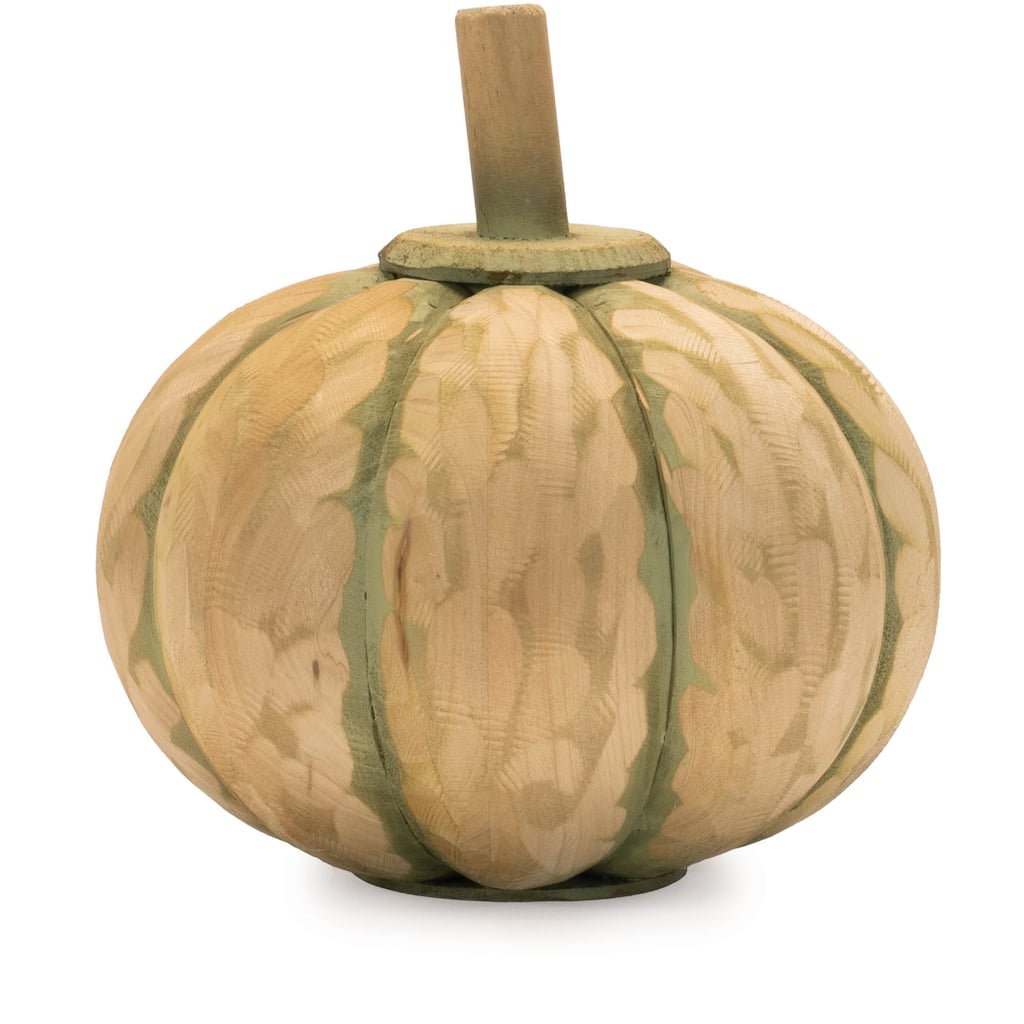 Fir and MDF Wood Carved Pumpkin Set of 2 with Natural Fall Texture - 7” x 7” x 7” (L x W x H)