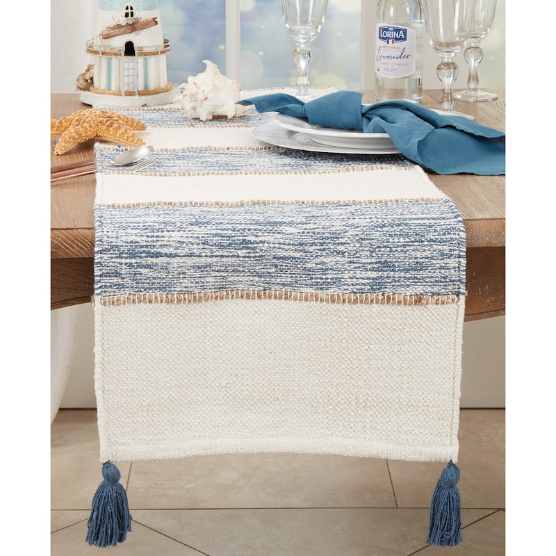 Boho Bliss Striped Tassel Table Runner - 16"x72"