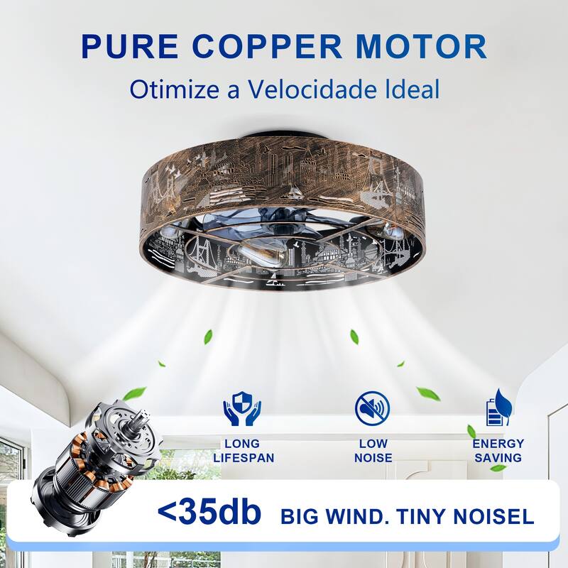 20Inch Farmhouse Ceiling Fans with Remote Control,6 Speed Reversible Flush Mount Low Profile Rustic Ceiling Fan - N/A