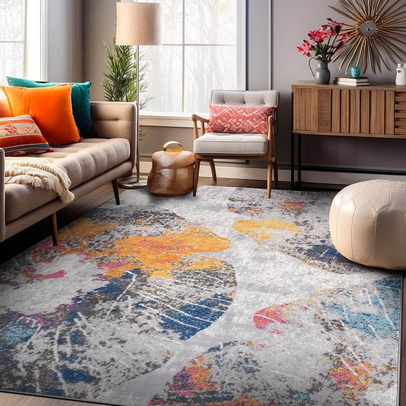 World Rug Gallery Contemporary Floral Area Rug - 7' 10" x 10' - Multi - Rectangle