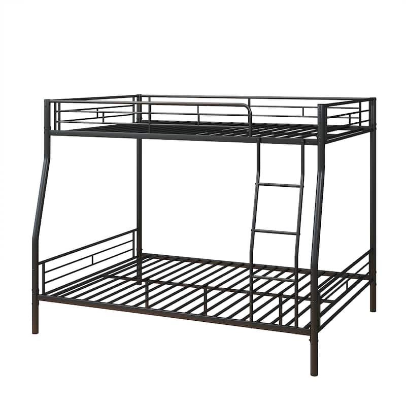 Full Size Bunk Bed with Ladder and Guardrail, Heavy Duty Metal Bunk Bed Frame, Noise Free Frames for Bedroom Dorm