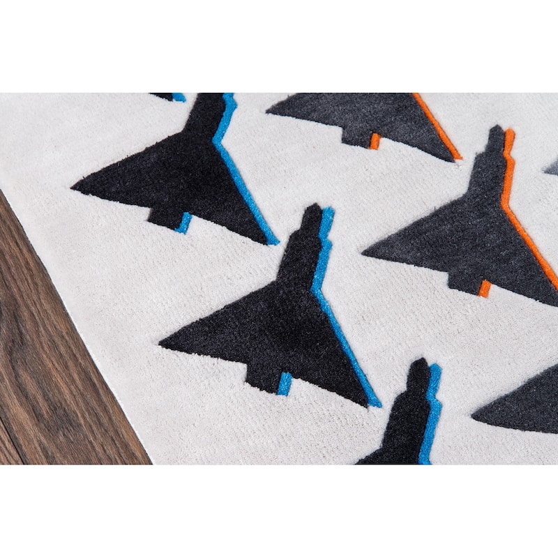 Novogratz by Momeni Lulu Airplane Houndstooth Hand Tufted Polyester Area Rug