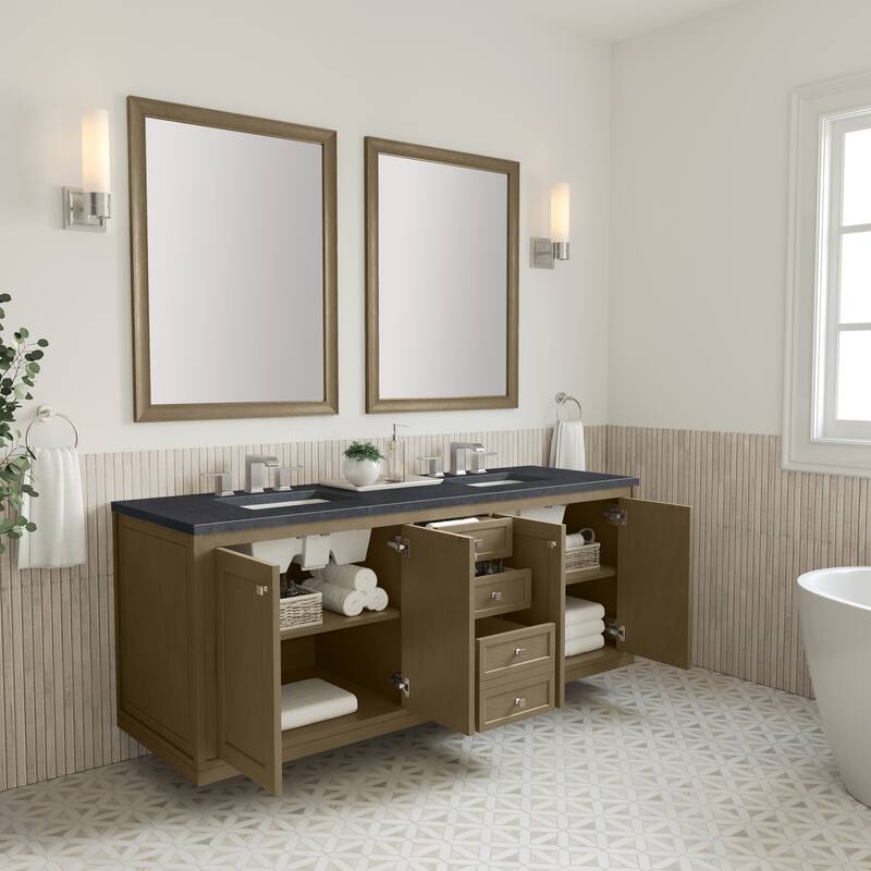Chicago 72" Double Vanity, Walnut Whisper