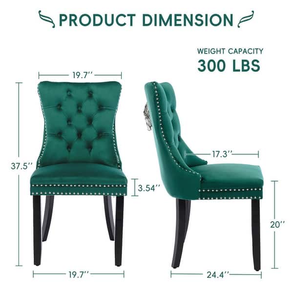 dimension image slide 2 of 10, Solid Wood Velvet Upholstered Dining Chair Set of 6