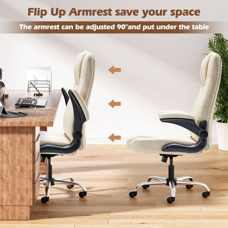 Executive Office Chair w/ Flip-Up Arms & Lumbar Support