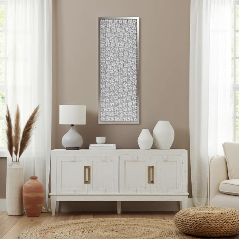 Resin Canvas Art Dimensional 3D Floral Design Wall Decor - 42" White - Wood - Brown - 16" x 42" x 1"