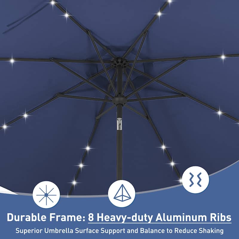 Ainfox 10ft Patio Umbrella with Lights Outdoor Solar Umbrella