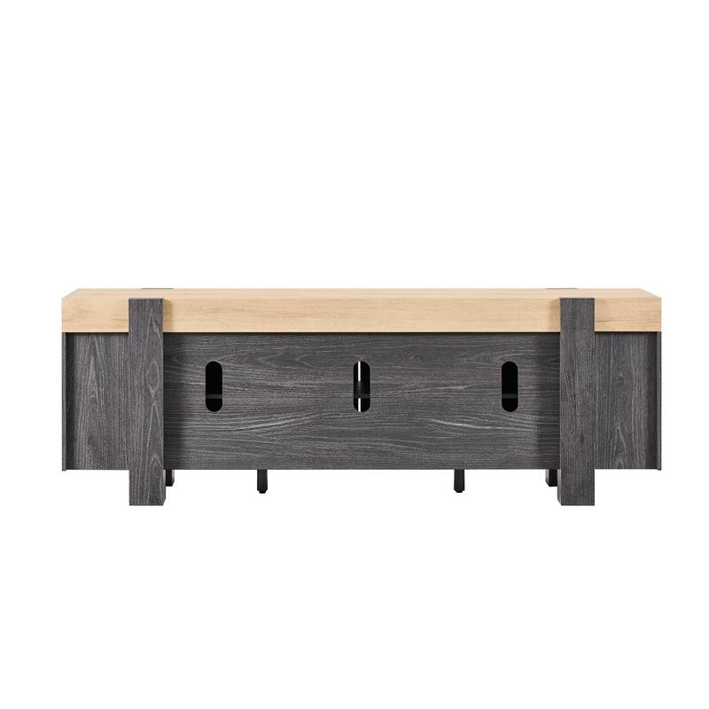 Modern Farmhouse TV Stand, Wood Entertainment Center for Living Room