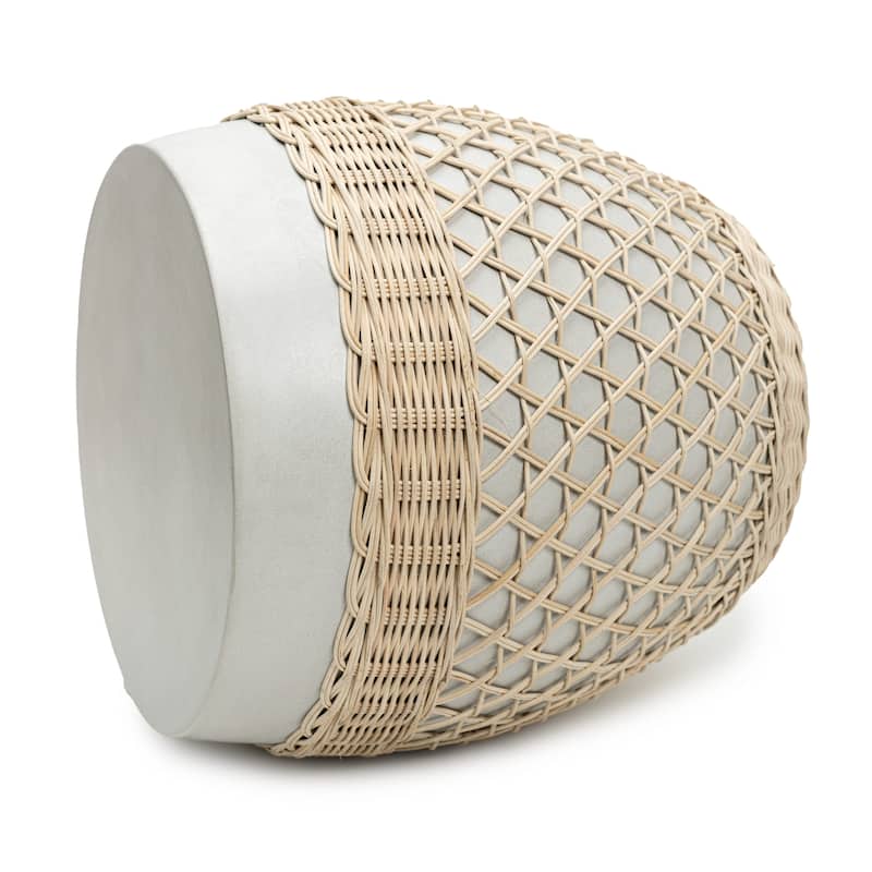 Artissance 18"H Hopson Cement Round Garden Stool With Rattan