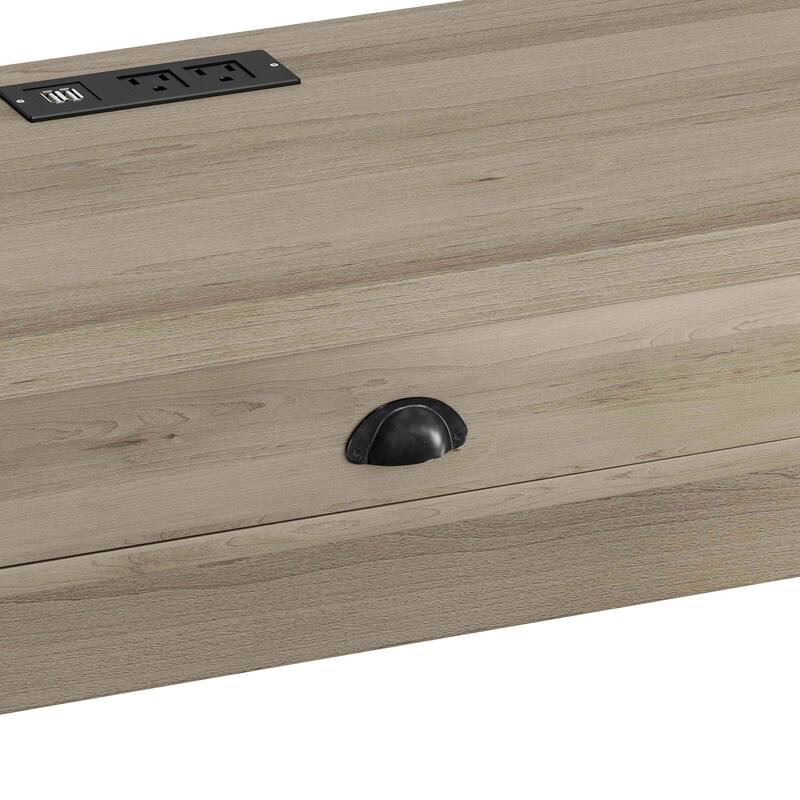 3-Drawer Long Dining Table Set with Power Outlets