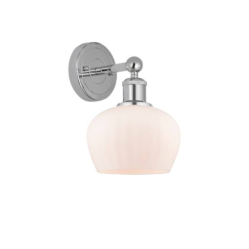 Innovations Lighting 616-1W-10-7 Fenton Sconce Fenton 10" Tall Wall - Polished Chrome / Matte White