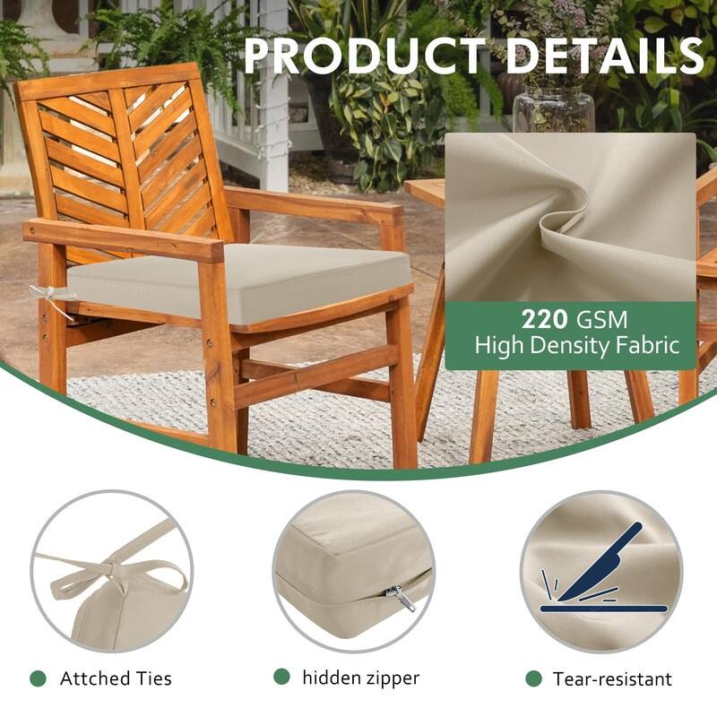 18.5" x 16" 4-Pack Outdoor Chair Cushions - Waterproof, Fade-Resistant, w/Ties