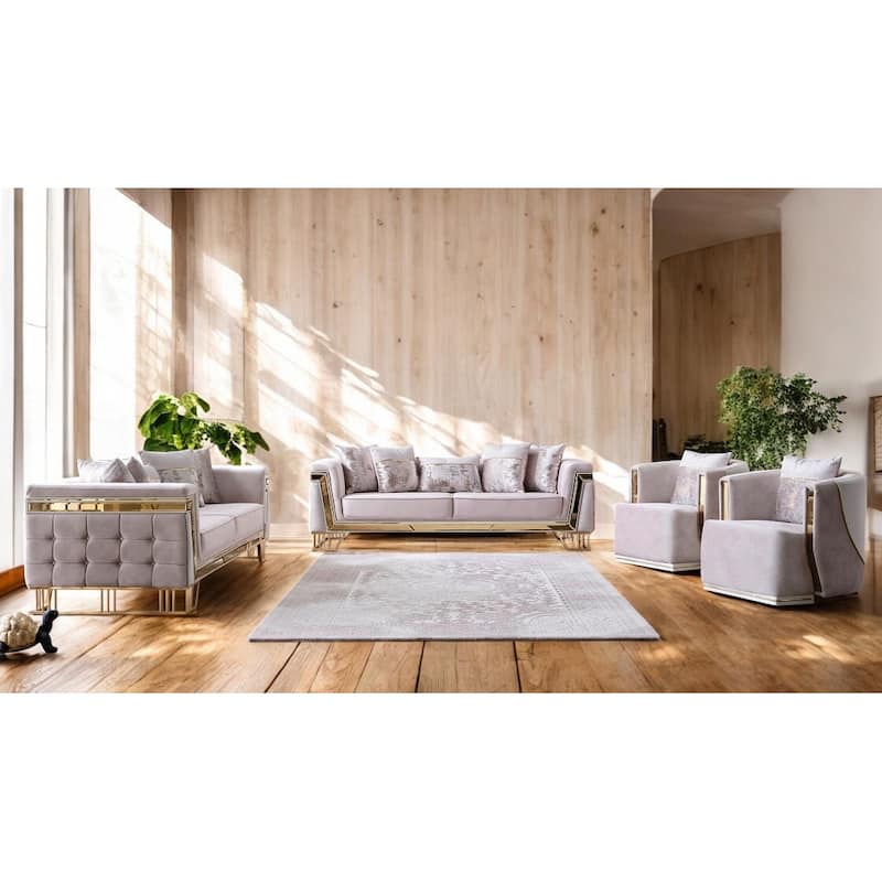 Arlena 4 Pieces Living Room Sets 1 Sofa 1 Loveseat 2 Chair - Cream