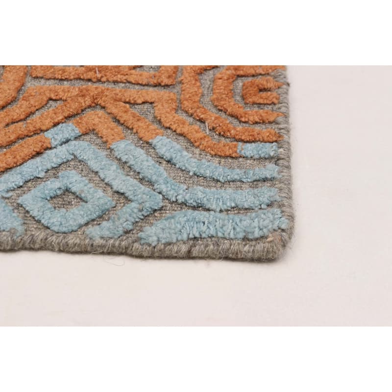 ECARPETGALLERY Hand-knotted Tangier Beige, Copper Wool Rug - 5'0 x 7'11