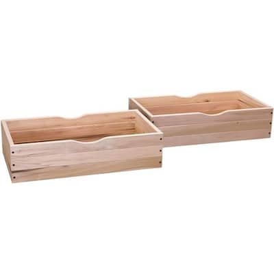Light Wood Rectangular Rolling Storage Drawers Set of 2 for Under-Bed - 36"L x 20"W x 10"H