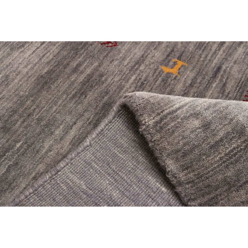 ECARPETGALLERY Hand Loomed Kashkuli Gabbeh Charcoal Wool Rug - 2'6 x 7'6