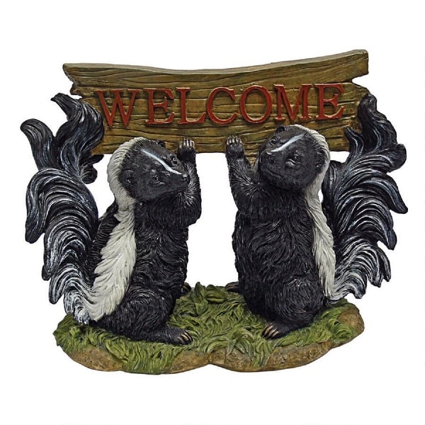10.5" Duo of Skunks Holding Welcome Sign - N/A