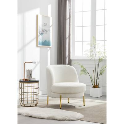 28.4"W Upholstered Accent Chair with Golden Adjustable Legs, Curved Backrest and Padded Seat for Living Room