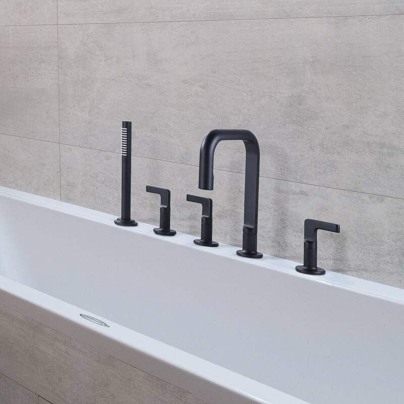 Luxury 5-Hole 3-Handle Bathtub Faucet with Handheld Spray