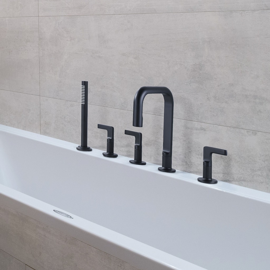 Luxury 5-Hole 3-Handle Bathtub Faucet with Handheld Spray