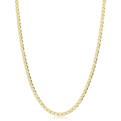 14k Yellow Gold Filled 3.4 mm Mariner Link Chain Necklace For Men and Women