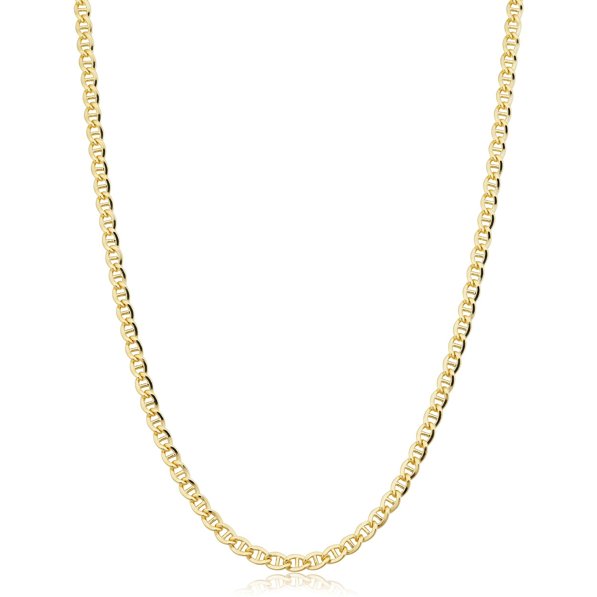 Au Naturale 14k Yellow Gold Filled 3.4 mm Mariner Link Chain Necklace For Men and Women