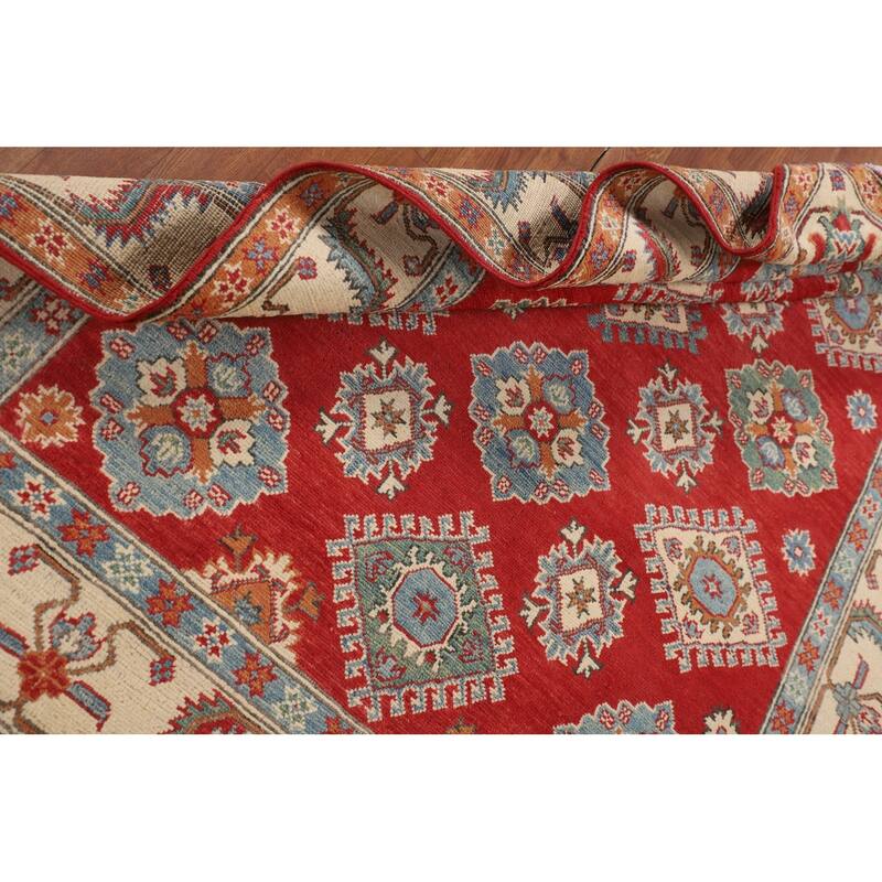 Geometric Red Kazak Oriental Area Rug Handmade Bedroom Wool Carpet - 5'0" x 6'9"