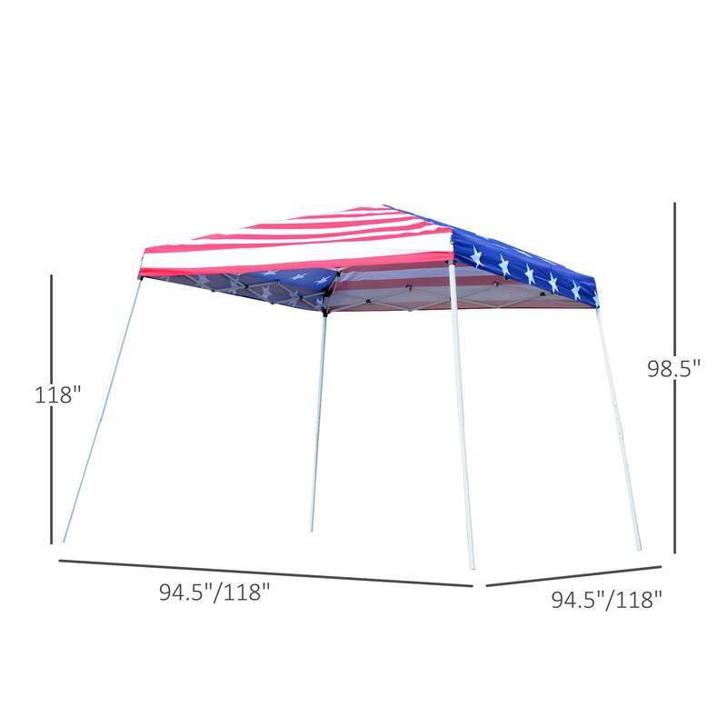 Outsunny 10'x 10' Outdoor Canopy Pop Up Event Tent with Slanted Legs for Events, Weddings, & Parties, American Flag