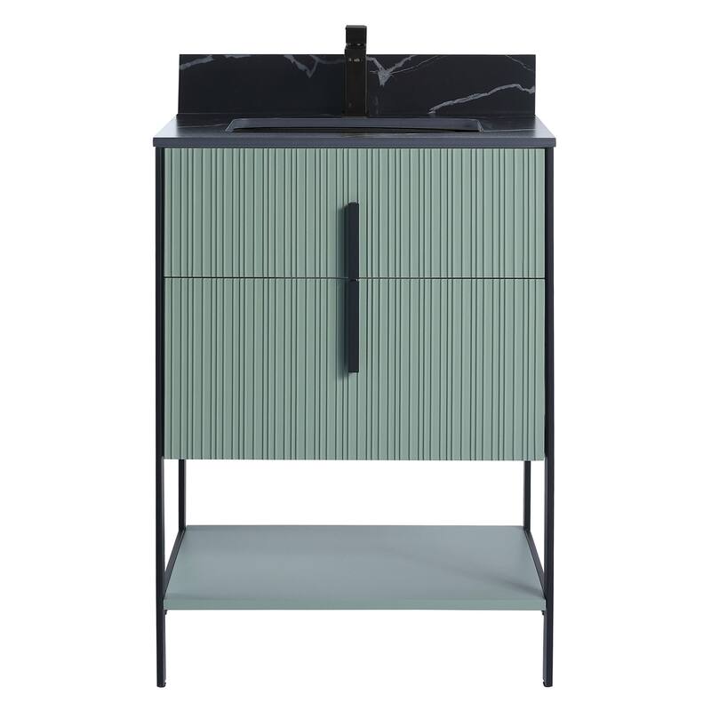 Fine Fixtures Serenity Modern Bathroom Vanity with Black Sintered Stone Top