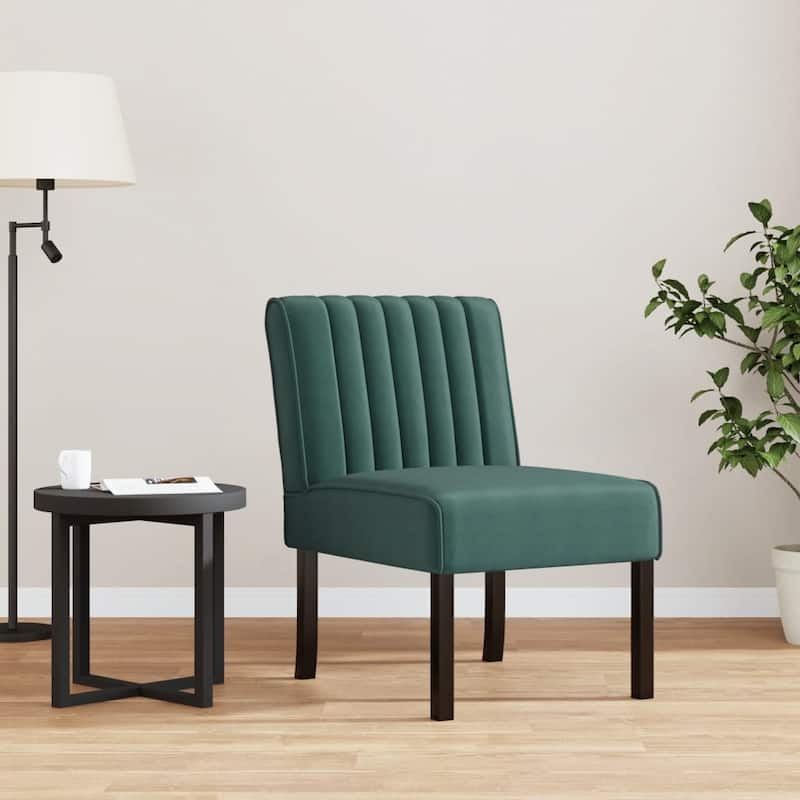 vidaXL Slipper Chair different color Velvet - 18.9" x 25.2" x 28.3" - Dark green