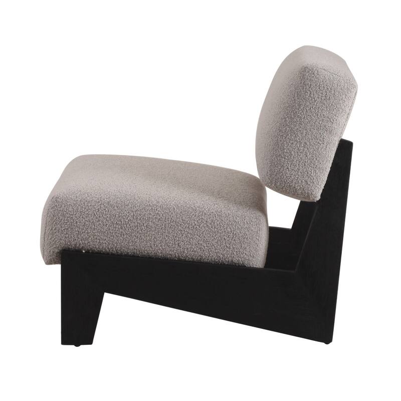 Modrest Tucker Mid-Century Modern Light Grey Fabric & Black Walnut Accent Chair