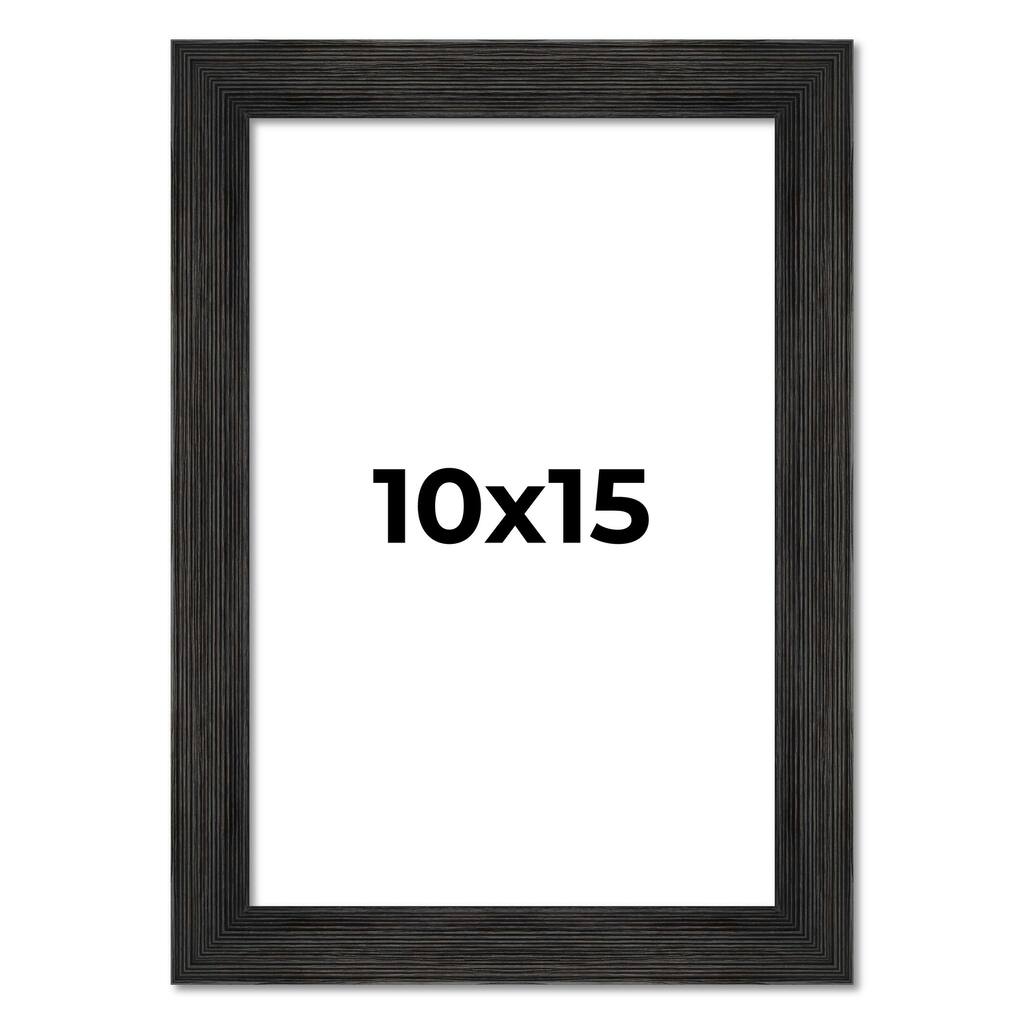 10x15 Black Rustic Wide Barnwood Picture Frame - UV Acrylic, Foam Board Backing, Hanging Hardware