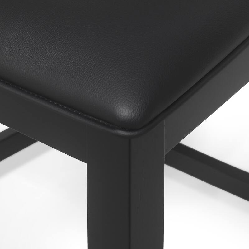 Roomfitters Upholstered Wood Counter Stools, Farmhouse Bar-Height Chairs with Ladder Back for Kitchen Island, Black (Set of 2)