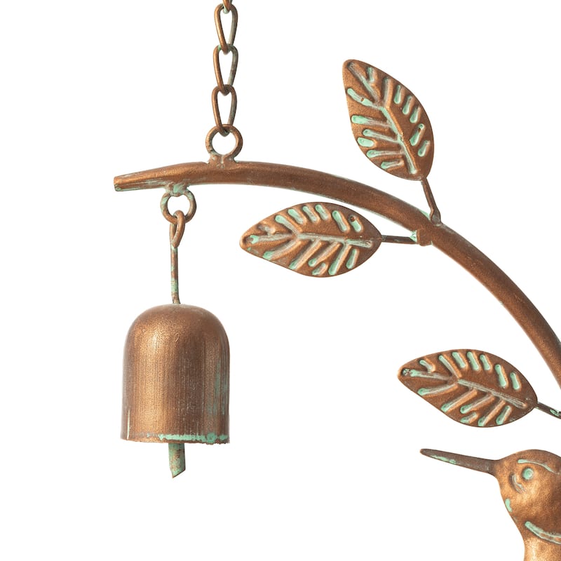 Glitzhome 25"H Faux Copper Patina Finish Hummingbird Birdfeeder