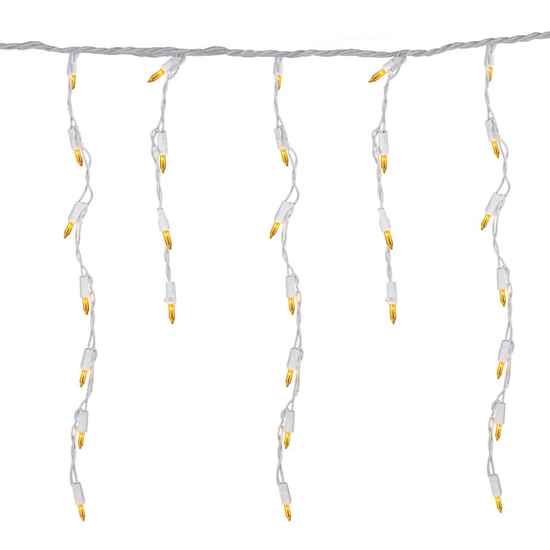 100 Count Opaque Gold Mini Icicle Christmas Lights - 3.5 ft White Wire