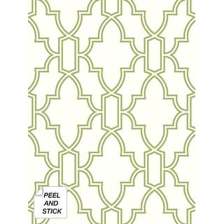 NextWall Green and White Tile Trellis Peel and Stick Wallpaper - 20.5 in. W x 18 ft. L
