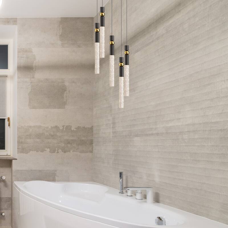 5-Light LED Crystal Pendant Light Fixture for Kitchen Island