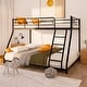 preview thumbnail 1 of 6, Black Metal Twin over Full Bunk Bed with Diamond-Shaped Rungs Black
