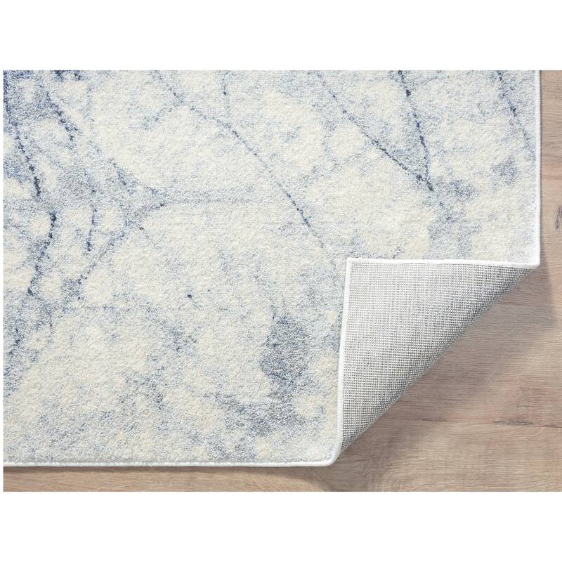 Abani Cruz Contemporary Leaf Print Blue Indoor Area Rug