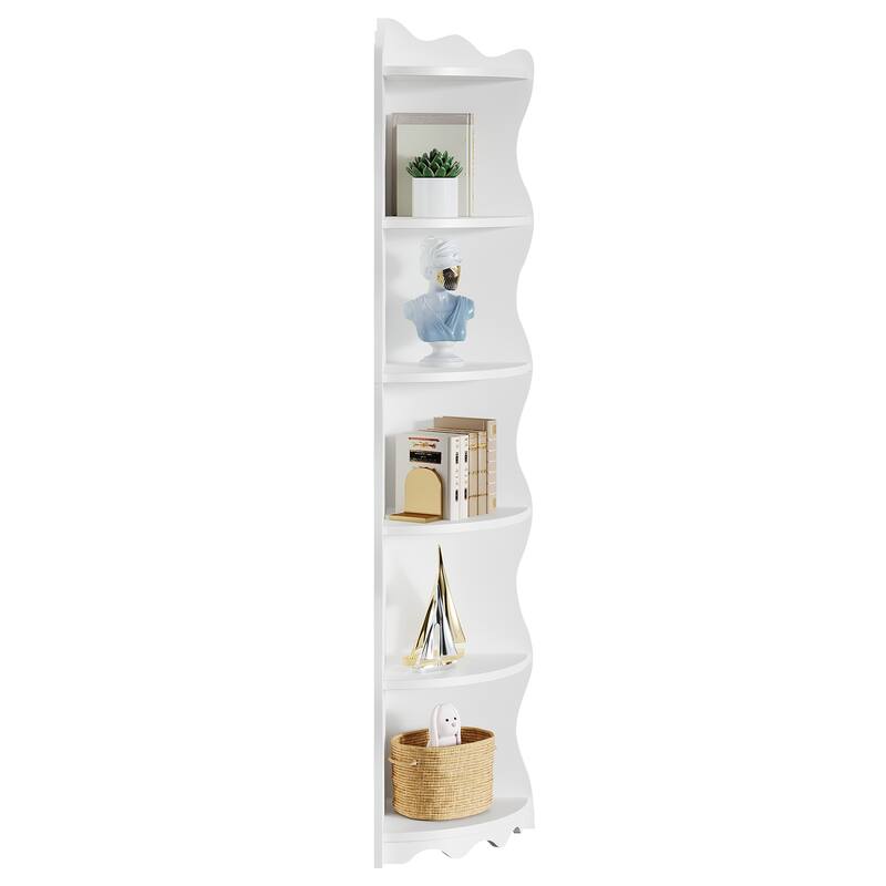70.8" Tall White Corner Shelf, 6-tier Corner Bookshelf Bookcase - 13.8" D x 13.8" W x 70.8" H