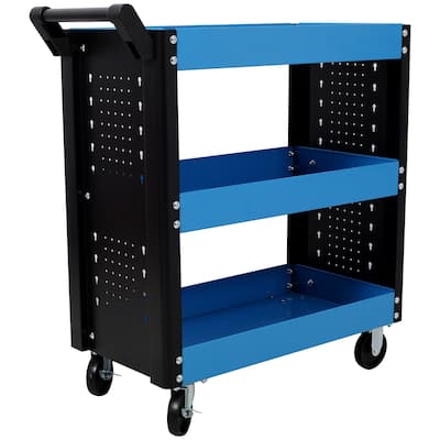 3 Tier Rolling Tool Cart on Wheels,Heavy Duty Utility Tool Cart with Pegboard for Repair Shop, Garage, Warehouse