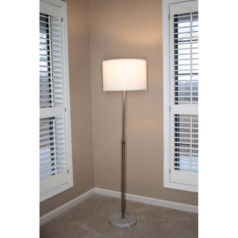 Elliott Brushed Steel Adjustable Floor lamp with Faux Marble Base