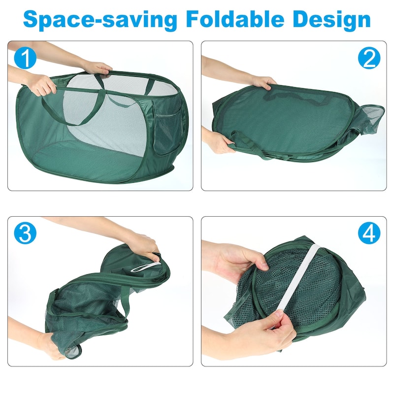 Mesh Laundry Hamper, Collapsible Laundry Baskets Bag, 1 Pcs - 14.17" x 14.17" x 22.83"