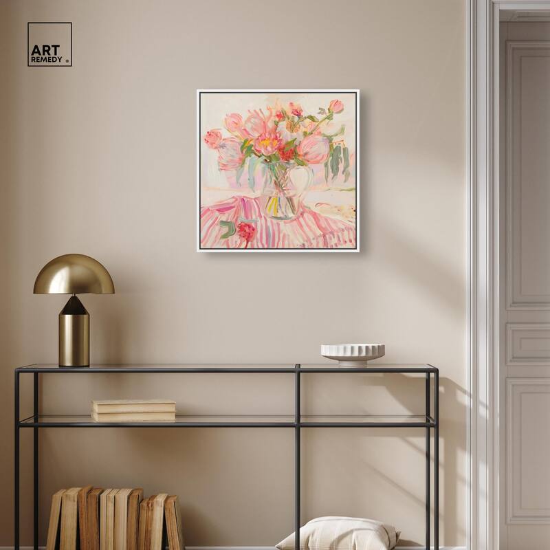 Candy Stripe Bloom Canvas by Art Remedy