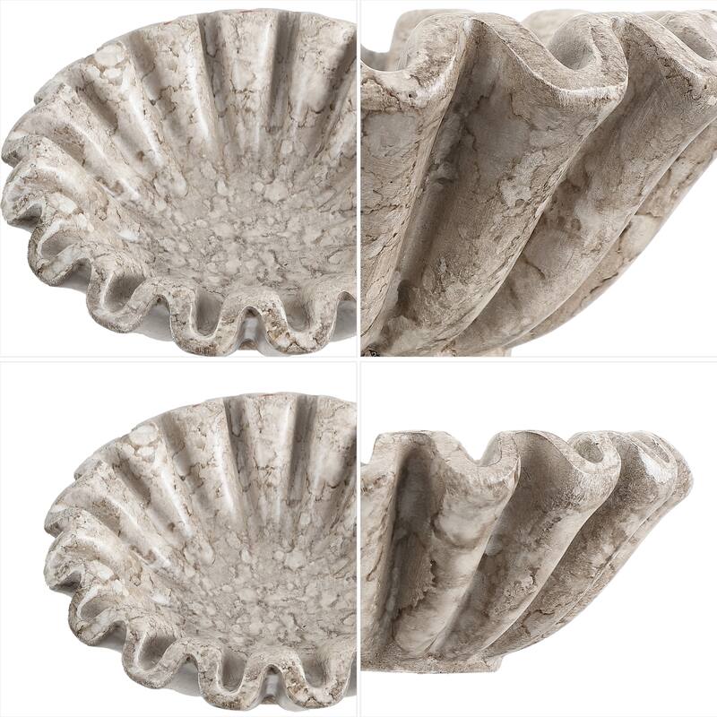 SAFAVIEH Home Soho Greige Resin Ruffle Decorative Bowls Set of 2