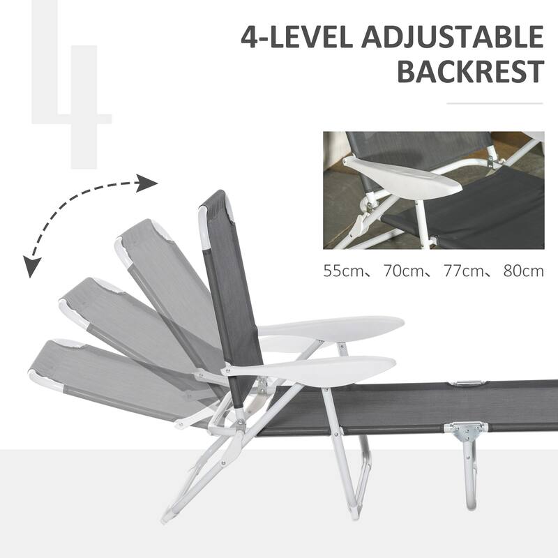 Outdoor sun loungers with adjustable folding armrests