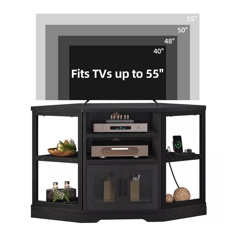 Corner TV Stand For 55 in Console Table with Power Outlet - 47 inches in width