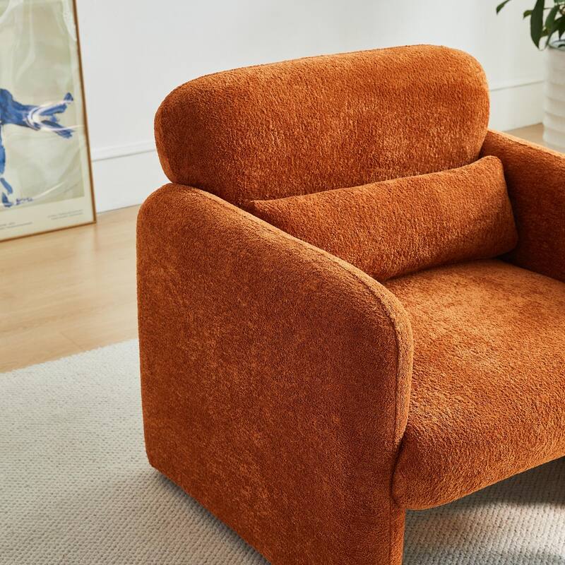 Accent Chair, Curved Back Single Armchair, Plush Upholstered