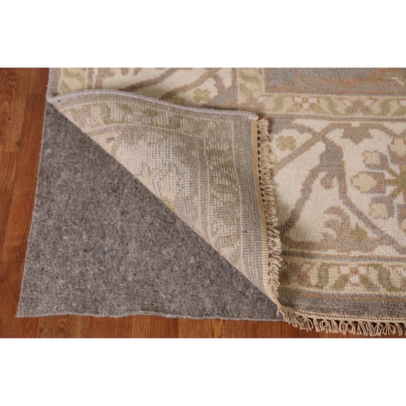 Earth Tone Oushak Indian Area Rug Handmade Floral Wool Carpet - 7'11" x 10'1"
